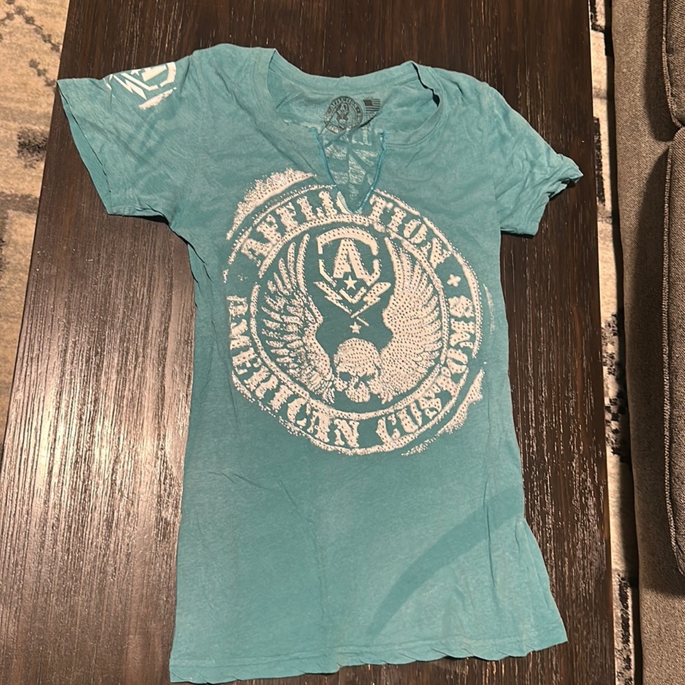 Affliction teal shirt